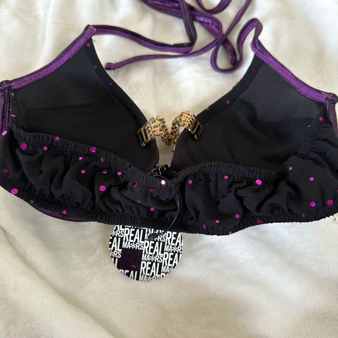 タグ付き【MA＊RS】チェーン付きスパンコールパープルラメ見せブラmars