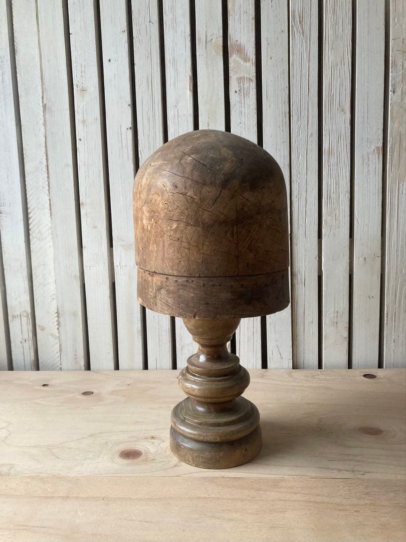 値下げ！　フランス　アンティーク　帽子　型　ハット　モールド　木型　木製