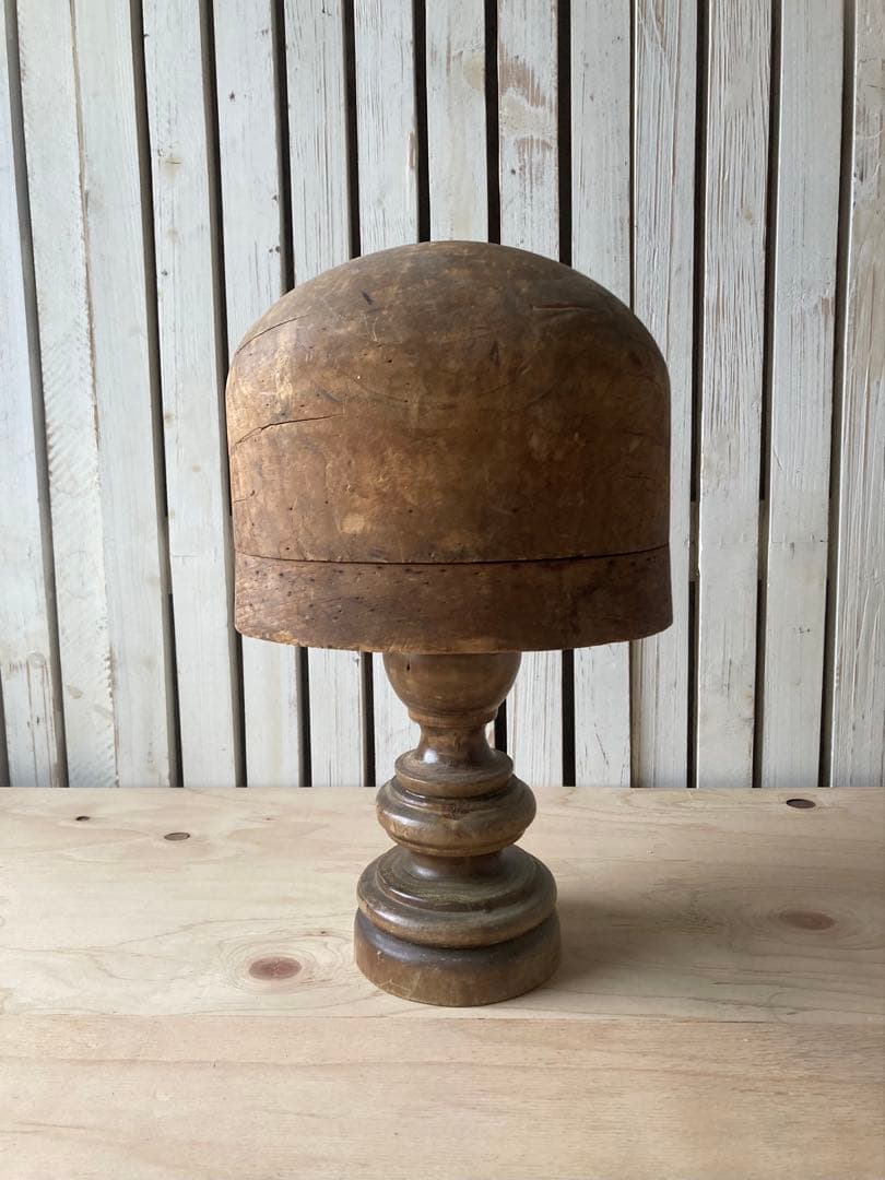 値下げ！　フランス　アンティーク　帽子　型　ハット　モールド　木型　木製