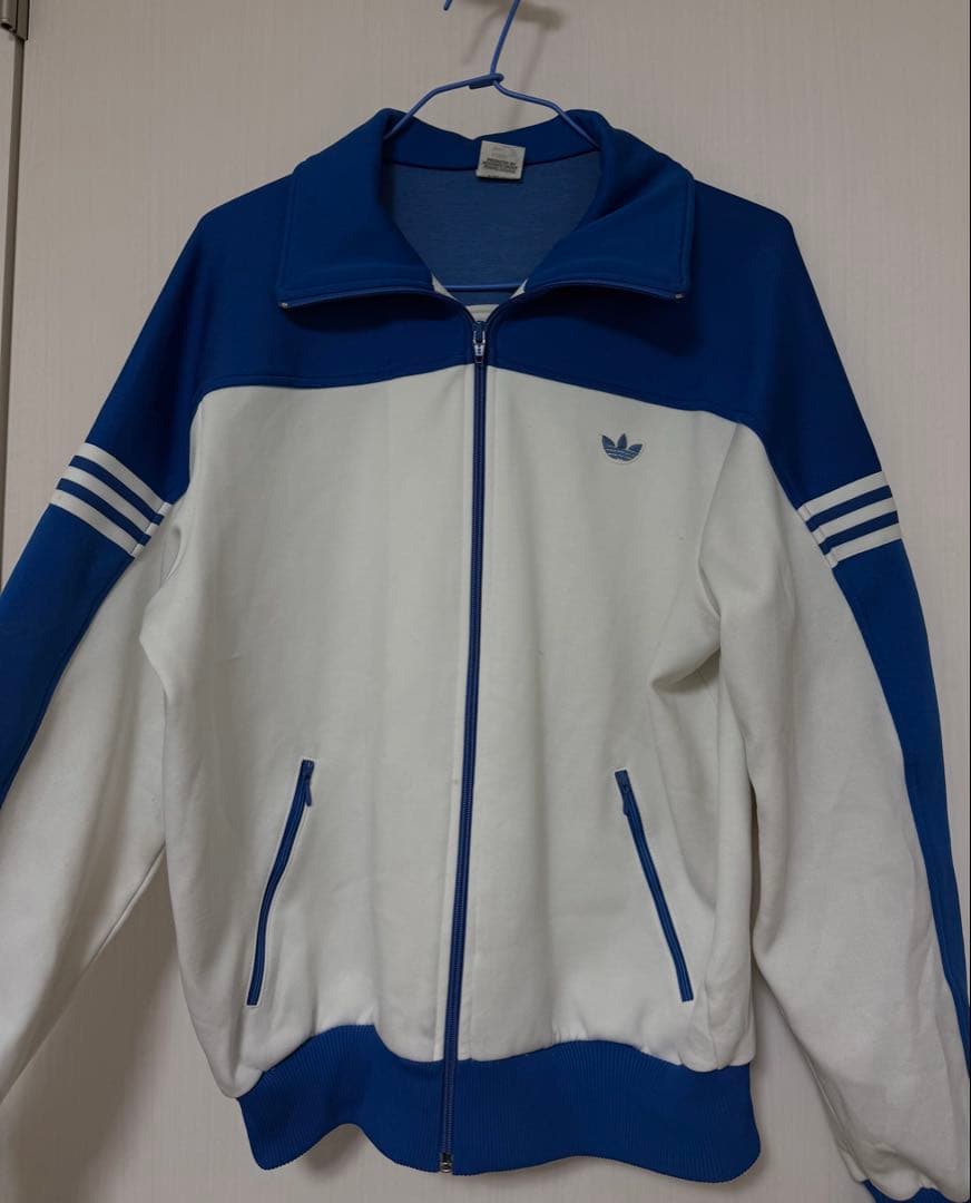 adidas70s トラックジャケット 青白 5号 デサント製 西ドイツ - メルカリ