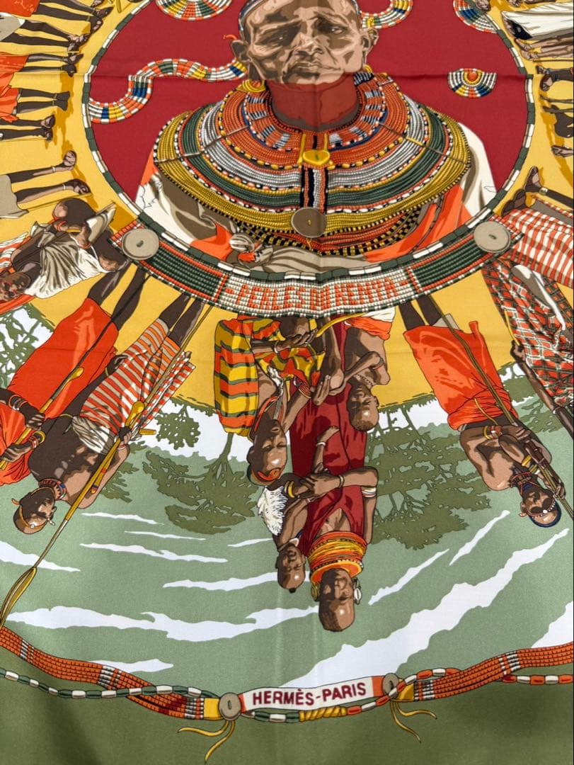 HERMÈS エスニック柄 シルクスカーフ カレ90