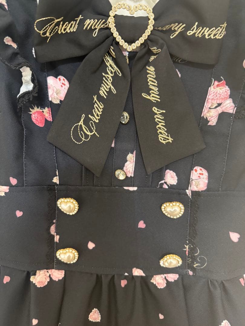 LIZLISA Many Hearts Afternoontea柄ワンピース　黒