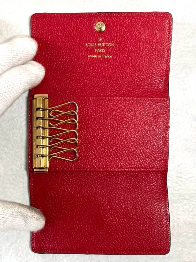 ルイヴィトン　モノグラム　アンプラント　レザー　6連キーケース　レッド