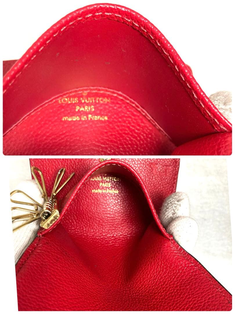 ルイヴィトン　モノグラム　アンプラント　レザー　6連キーケース　レッド