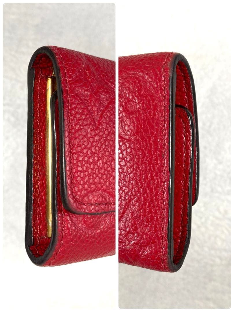 ルイヴィトン　モノグラム　アンプラント　レザー　6連キーケース　レッド