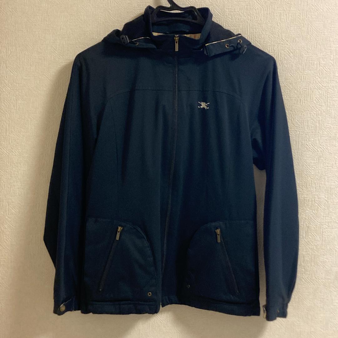 バーバリーゴルフ 2WAYフード取り外し可 薄手ジャケット 黒〜濃紺