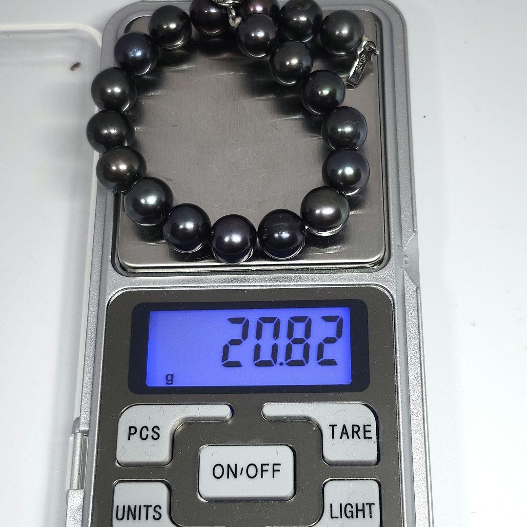 高級 美品 真珠 黒蝶真珠 タヒチ産 ブレスレット ブラック レディース