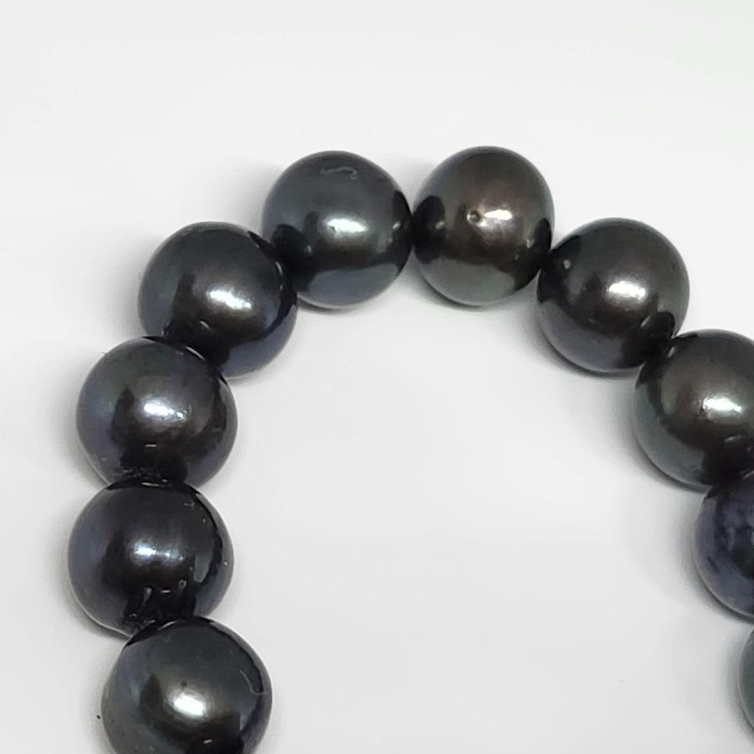 高級 美品 真珠 黒蝶真珠 タヒチ産 ブレスレット ブラック レディース