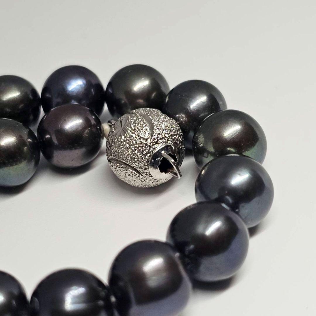 高級 美品 真珠 黒蝶真珠 タヒチ産 ブレスレット ブラック レディース