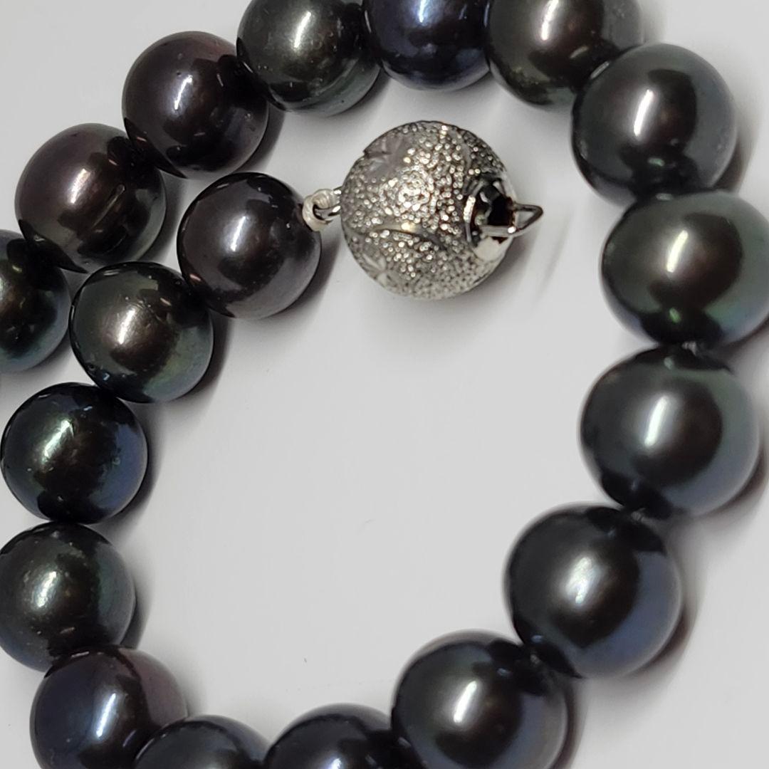 高級 美品 真珠 黒蝶真珠 タヒチ産 ブレスレット ブラック レディース