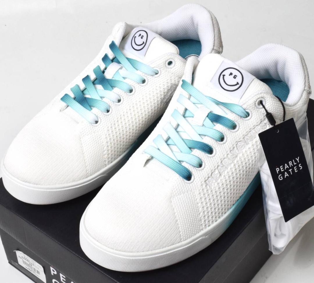 未使用3.5万 パーリーゲイツ ゴルフシューズ 23 ニコちゃん ホワイト