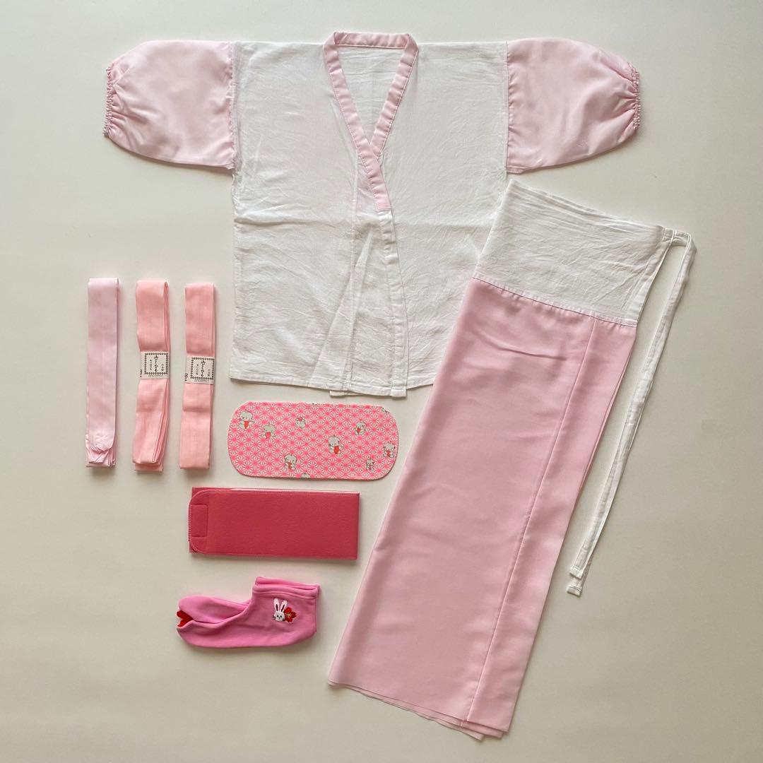 七五三　撫松庵　7歳女児　四つ身着物　結び帯18点フルセット　菊　ピンク　753