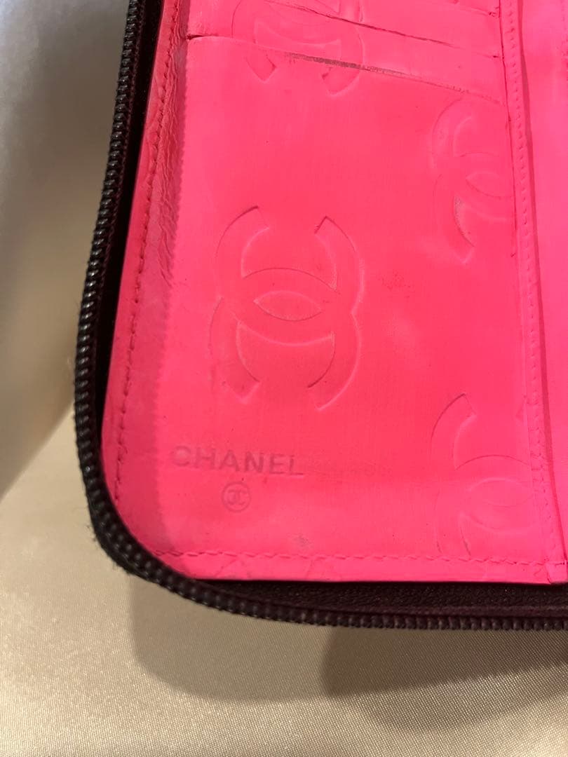 シャネル カンボンライン 長財布 ラウンドファスナー 正規品　リペア