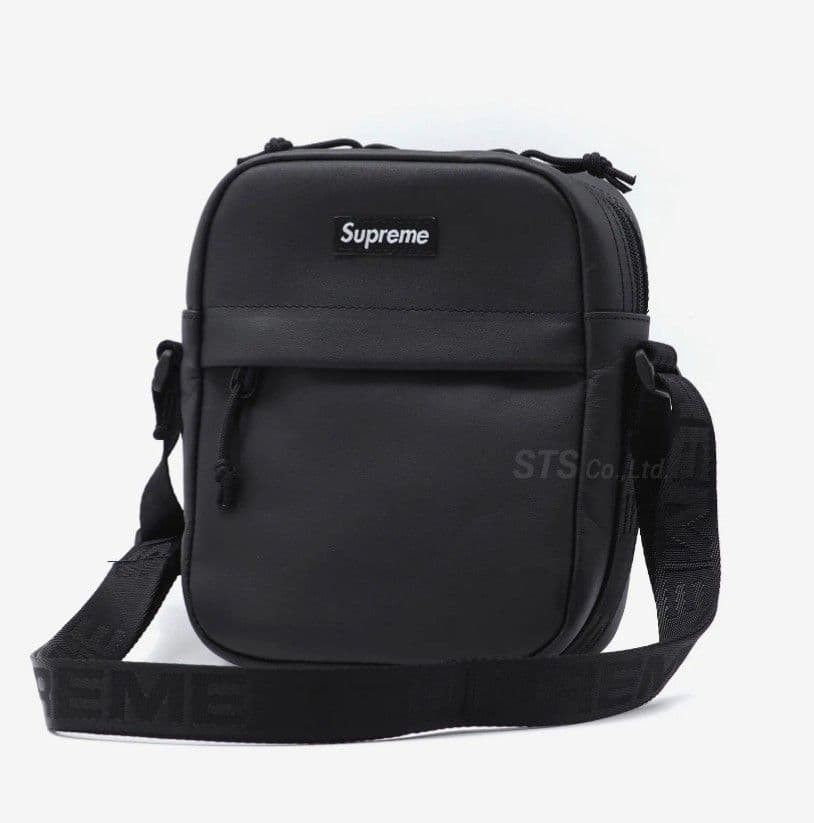 正規品 Supreme シュプリーム Leather ショルダーバック 革 黒