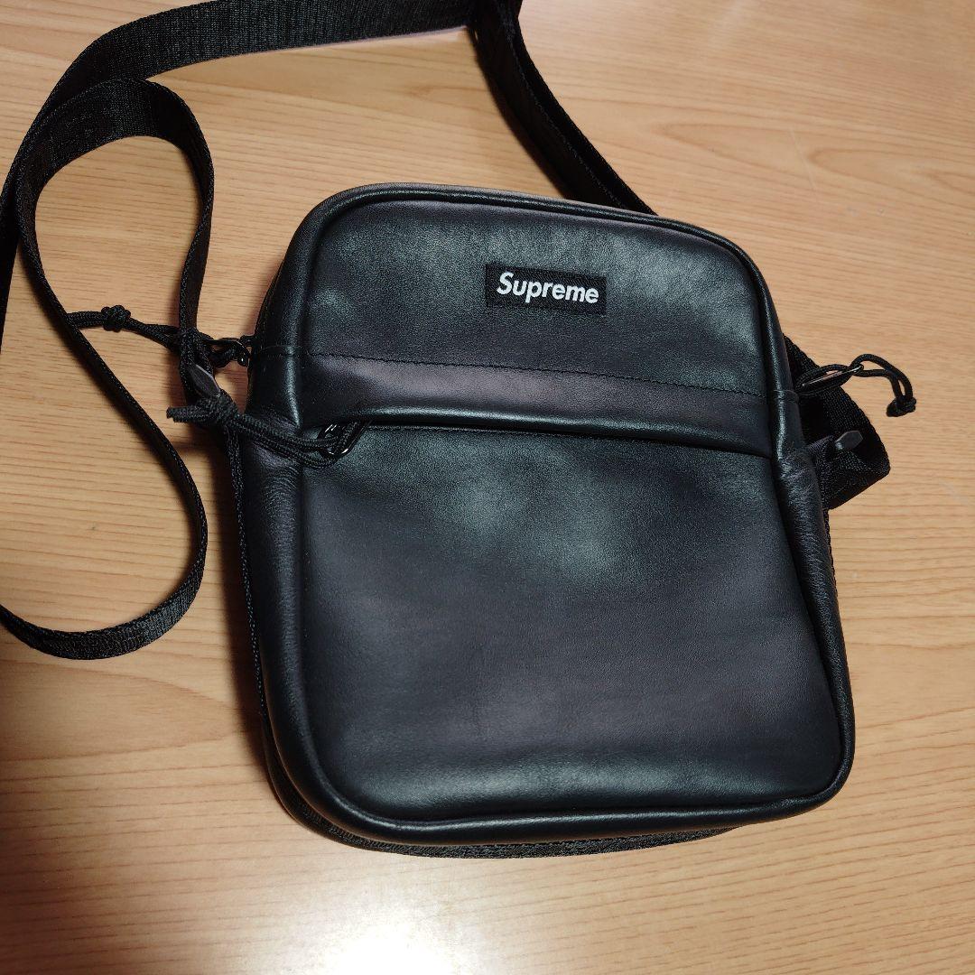 正規品 Supreme シュプリーム Leather ショルダーバック 革 黒