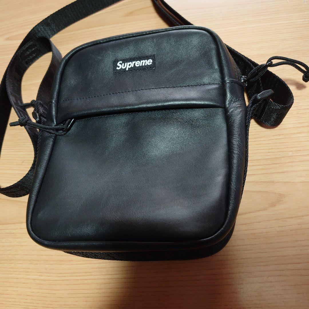 正規品 Supreme シュプリーム Leather ショルダーバック 革 黒