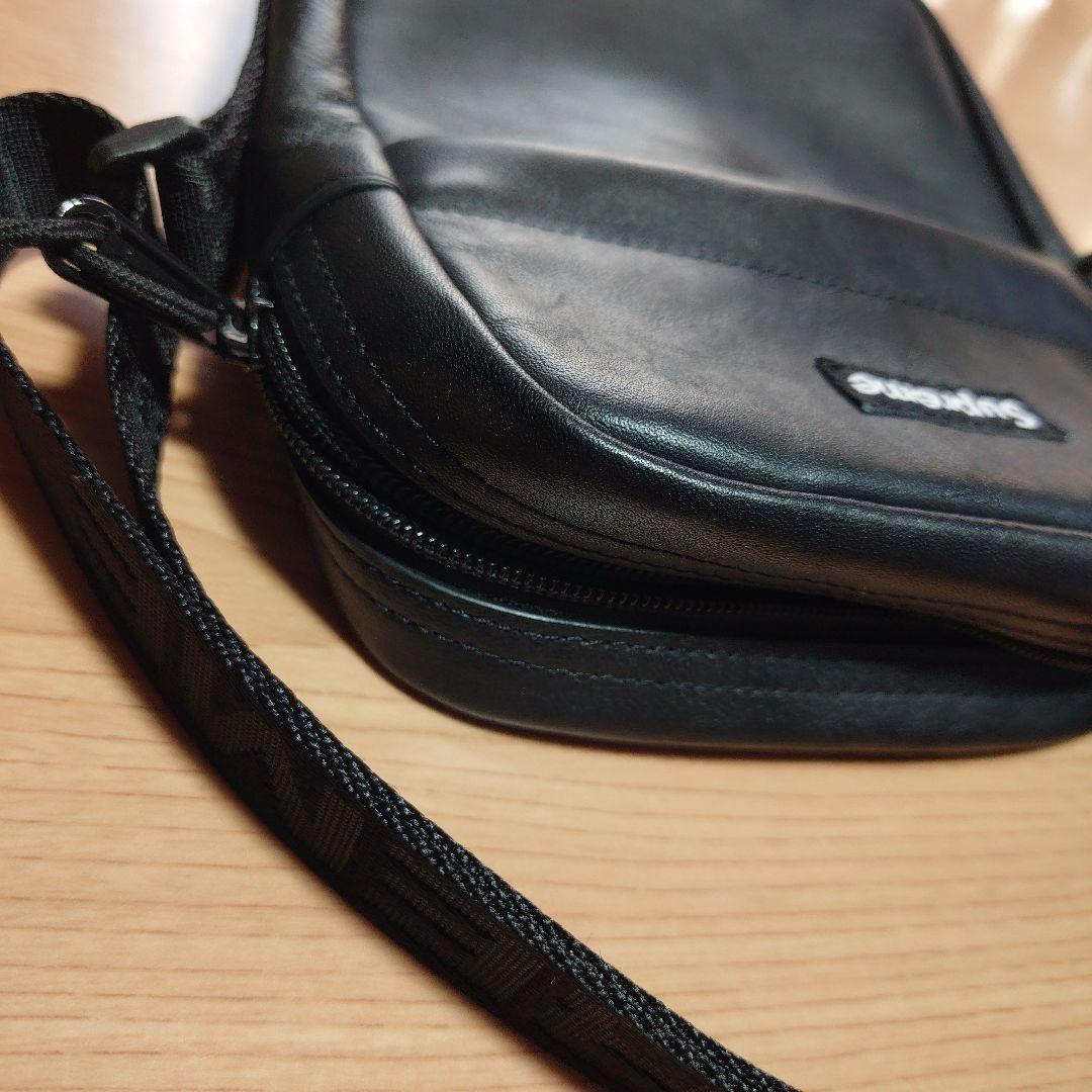 正規品 Supreme シュプリーム Leather ショルダーバック 革 黒