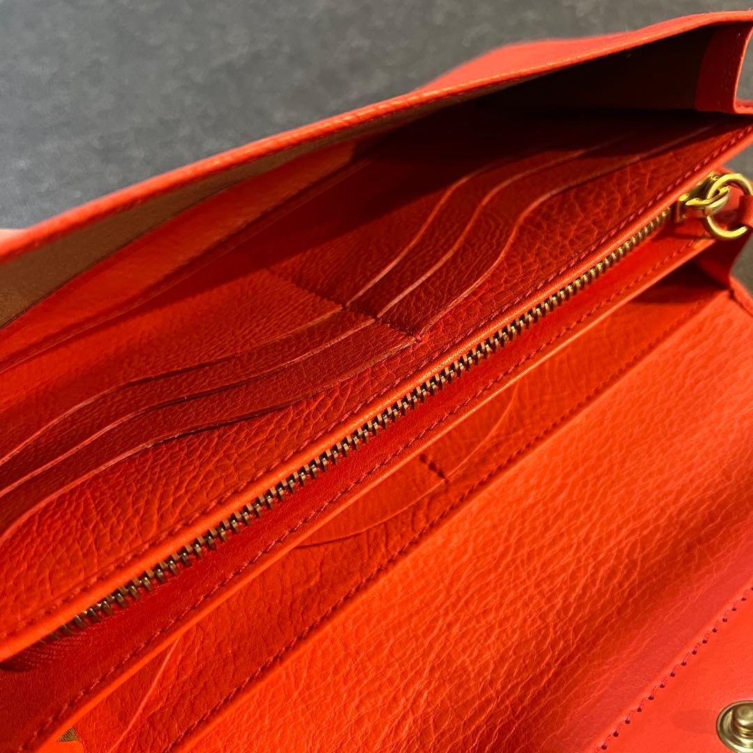 【未使用級】IL BISONTE　イルビゾンテ　長財布　オレンジ　レッド　レザー