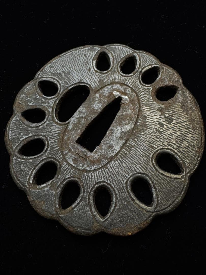 無銘 鉄地網図透かし鐔 鍔 拵 日本刀 刀装具 骨董 古美術 江戸時代