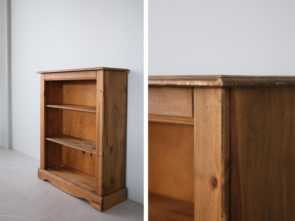 英国アンティーク木製ブックシェルフ/本棚/飾り棚/ラック/花台(91-182-1