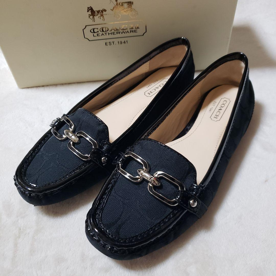 COACH ローファー フラットシューズ　シグネチャー　23 6B ゴールド
