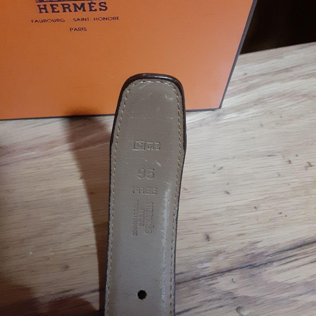 HERMES ブラウンレザー ベルト H型バックル