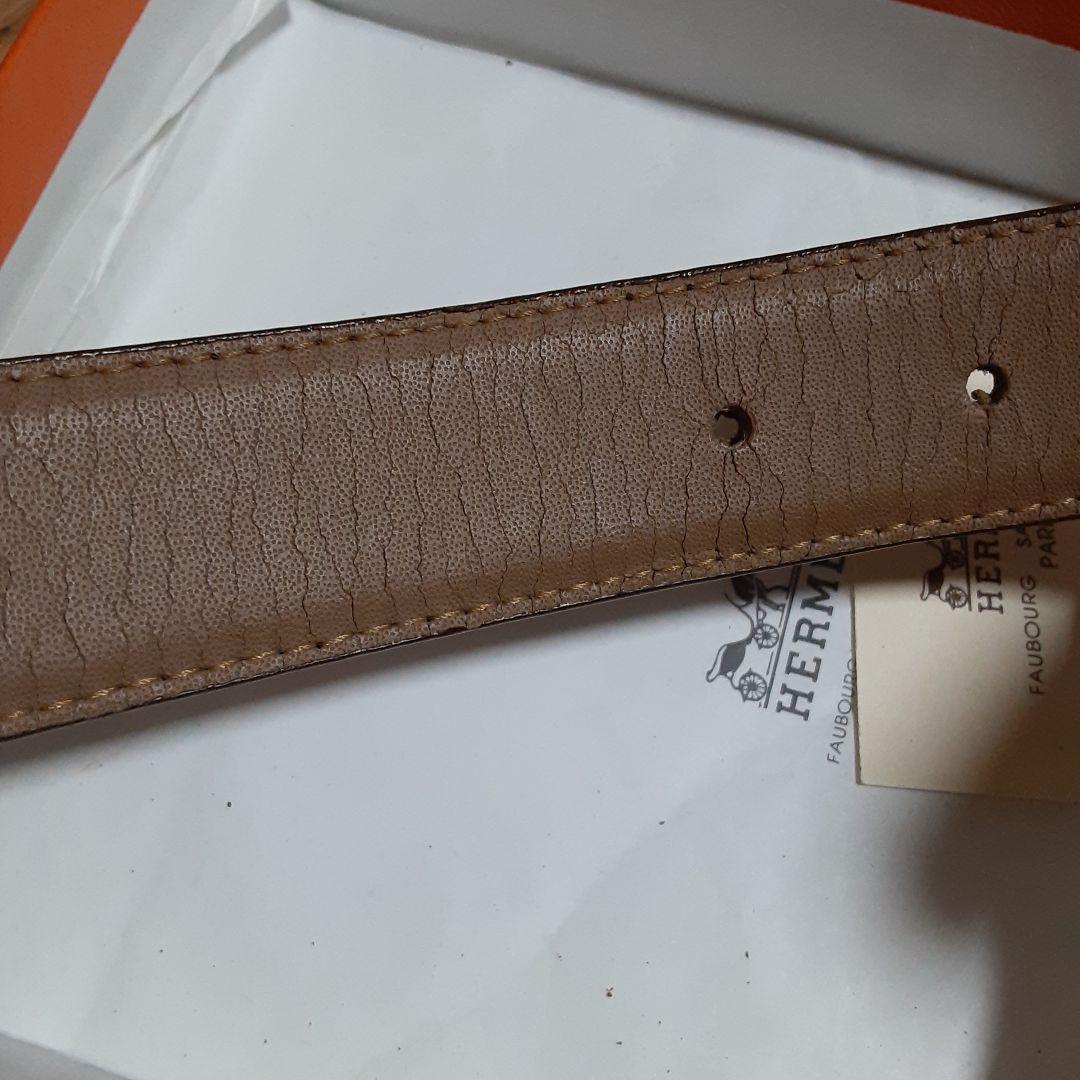 HERMES ブラウンレザー ベルト H型バックル