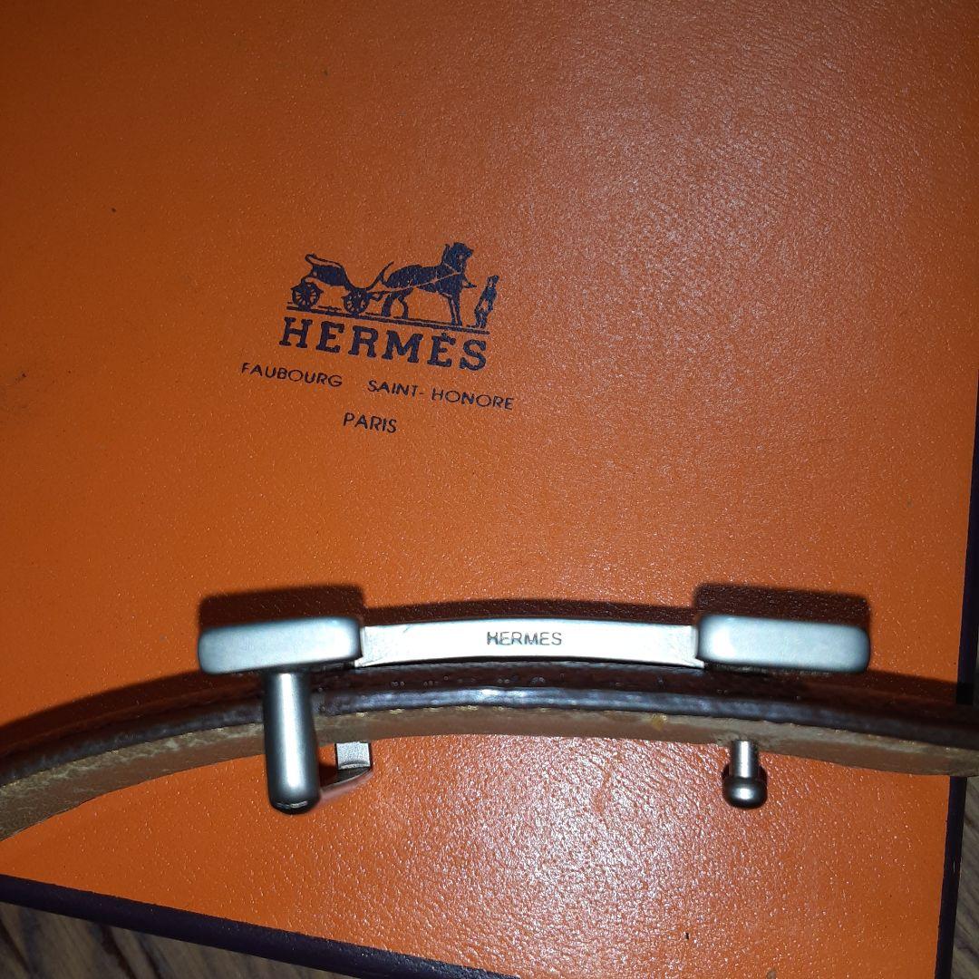 HERMES ブラウンレザー ベルト H型バックル