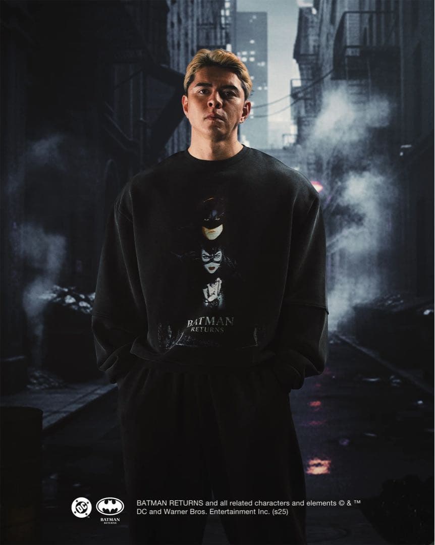 トップス LYFT BATMAN VINTAGE CREWNECK SWEAT BLACK