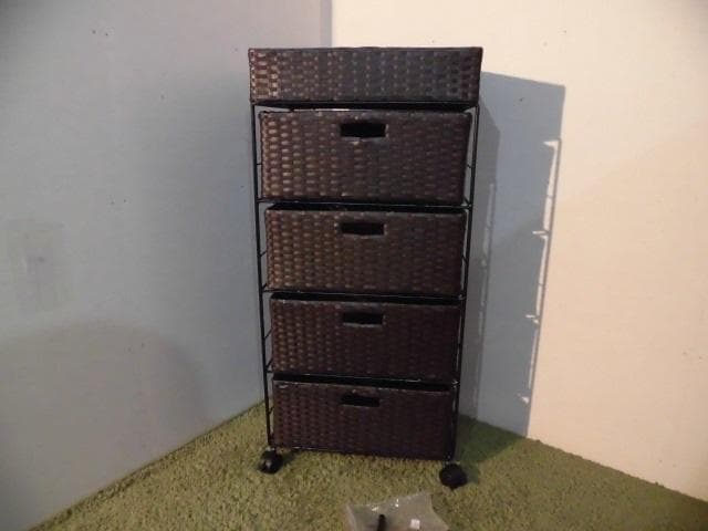 【全国一律送料無料・新品】ラタン風★サニタリー★ランドリーチェストダークブラウン