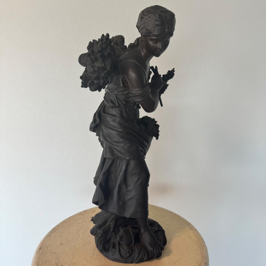 たぬき E◆美女像　ブロンズ　置物　刻印あり　銅製　美品