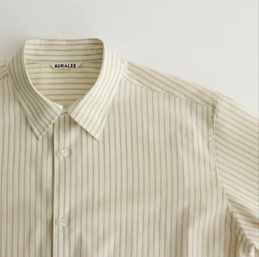 【新品】AURALEE SUPER FINE WOOL STRIPE SHIRT