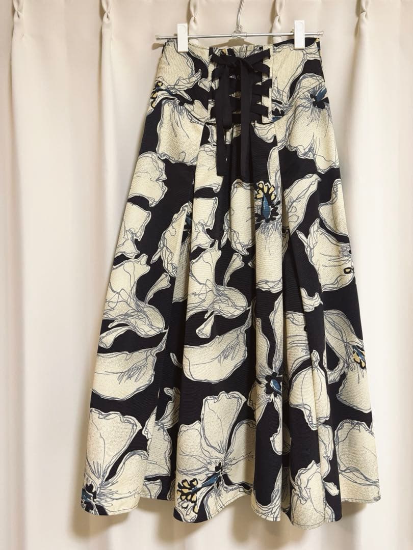 FRAY I.D ハイウェスト バックリボン フラワー スカート【ほぼ未使用】