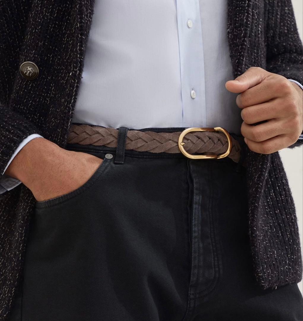 新品！BRUNELLO CUCINELLI 編み込みレザーベルト 90