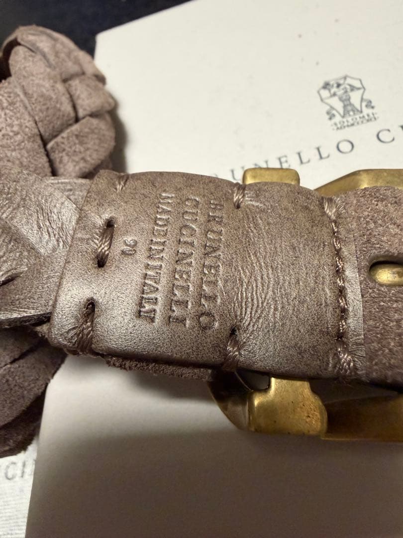 新品！BRUNELLO CUCINELLI 編み込みレザーベルト 90