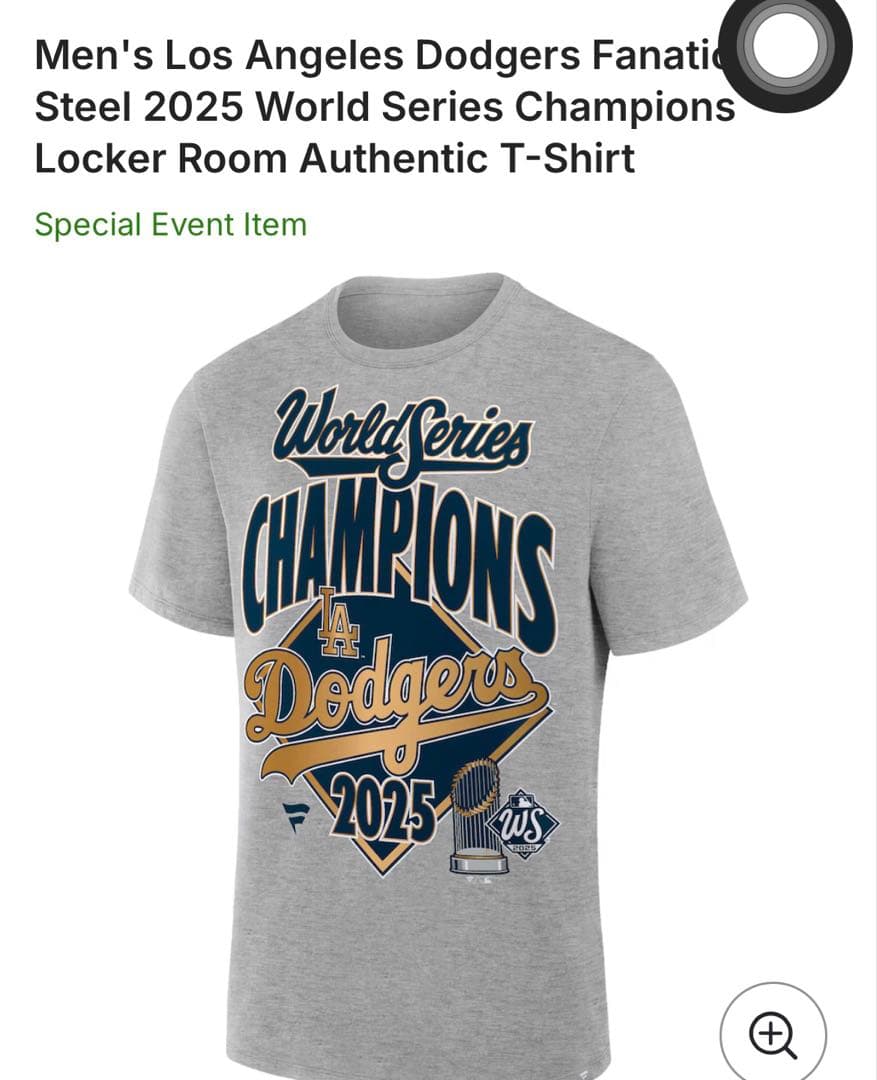 ドジャース ワールドシリーズ 2025 優勝 ロッカールーム Tシャツ　Mサイズ