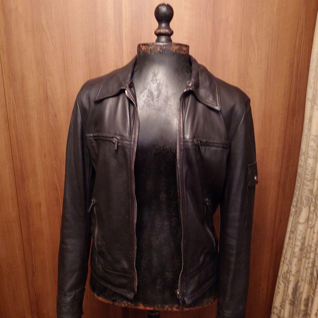 EMPORIO•ARMANI.ファー付き革ジャン.