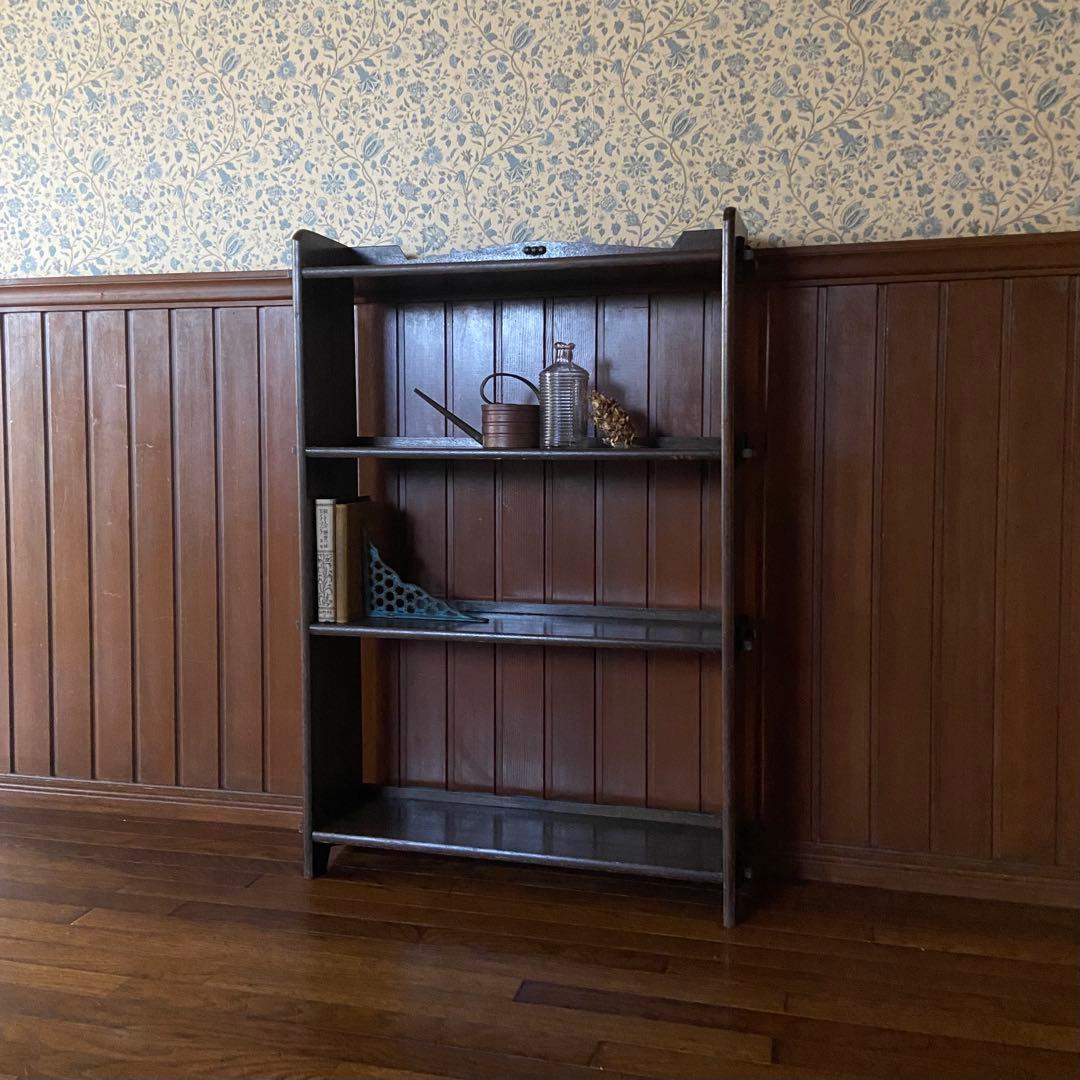 アンティーク 古い本棚 レトロ 楔棚 オープンラック くさび棚