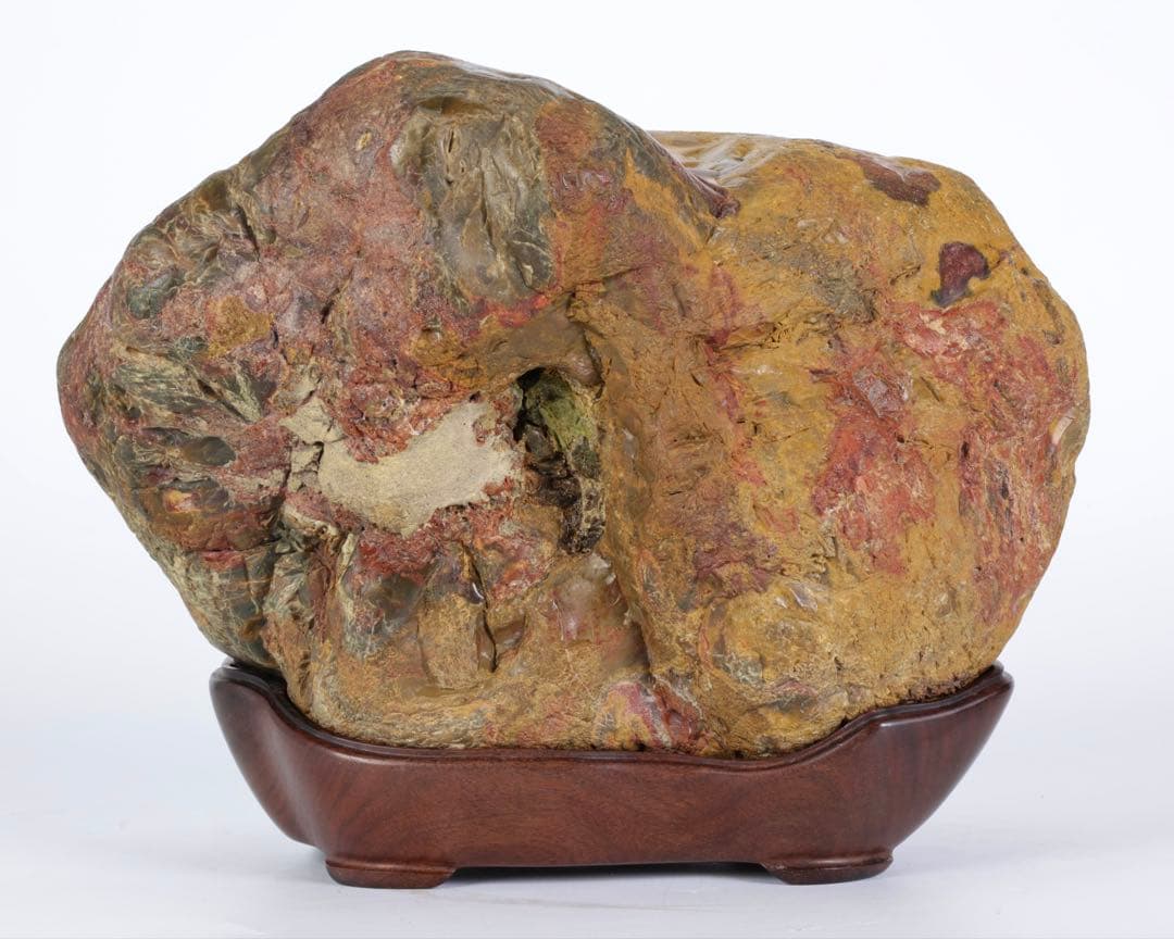 岐阜県産【土岐石】8.5kg 共箱付 台座付 水石 鑑賞石 天然石 美石 飾石