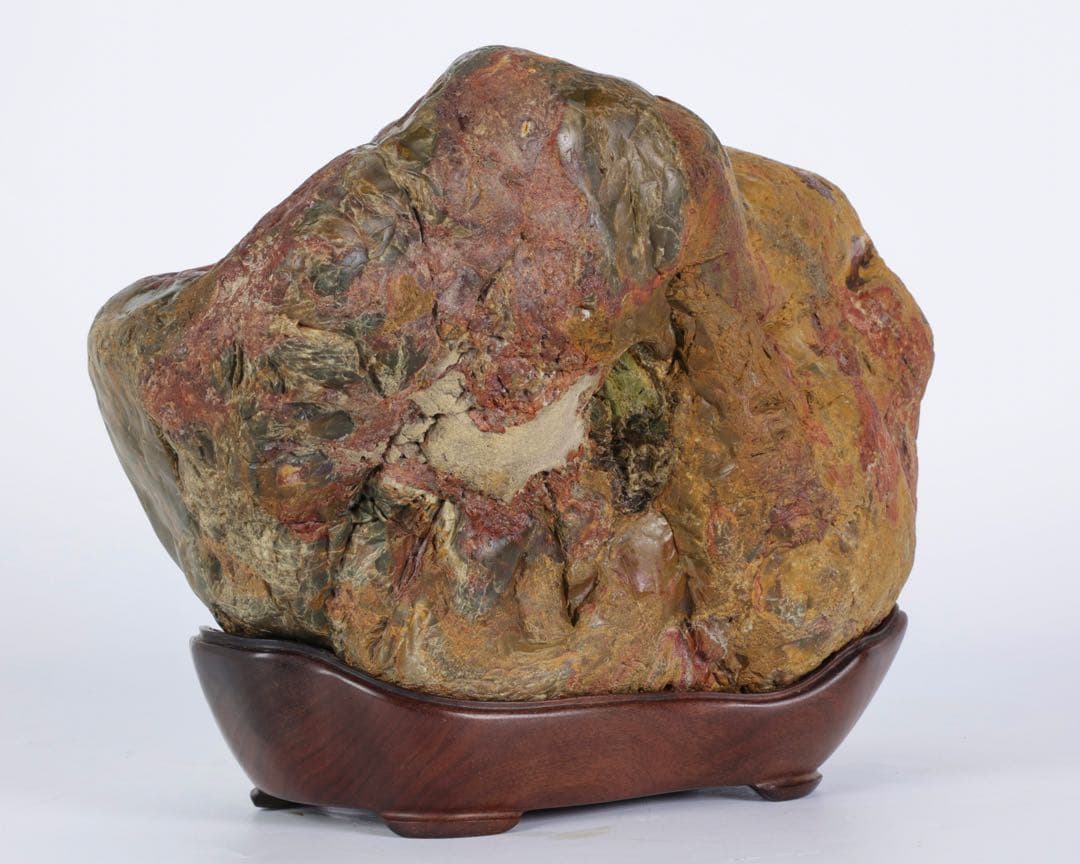 岐阜県産【土岐石】8.5kg 共箱付 台座付 水石 鑑賞石 天然石 美石 飾石