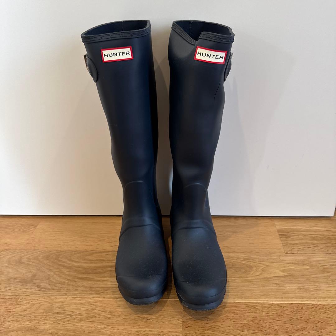 HUNTER 長靴 ダークブルー バックル付き EU39 HUNTER ダークブルー