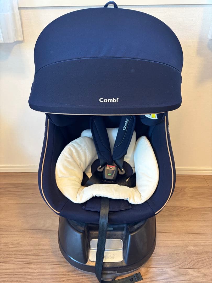 ネイビー チャイルドシート 5点式ハーネス 回転式