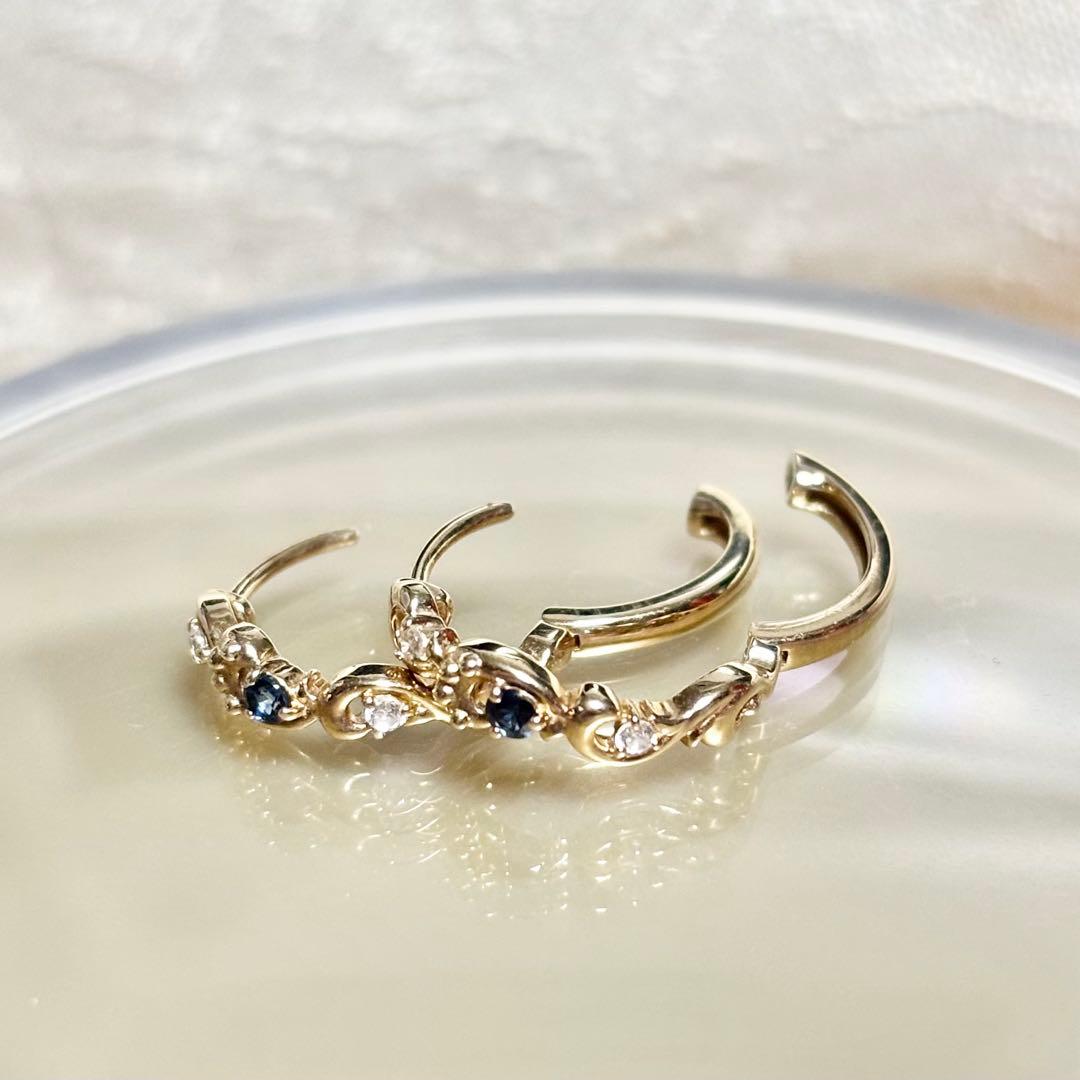 ジュエリーツツミ k10YG サファイア フープピアス - メルカリ