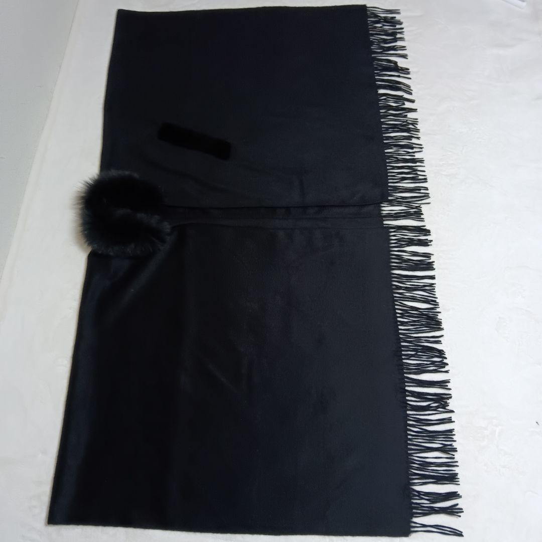 【カシミヤ100%】【ミンク・フォックスファー】tiedeur ポンチョ 黒 F