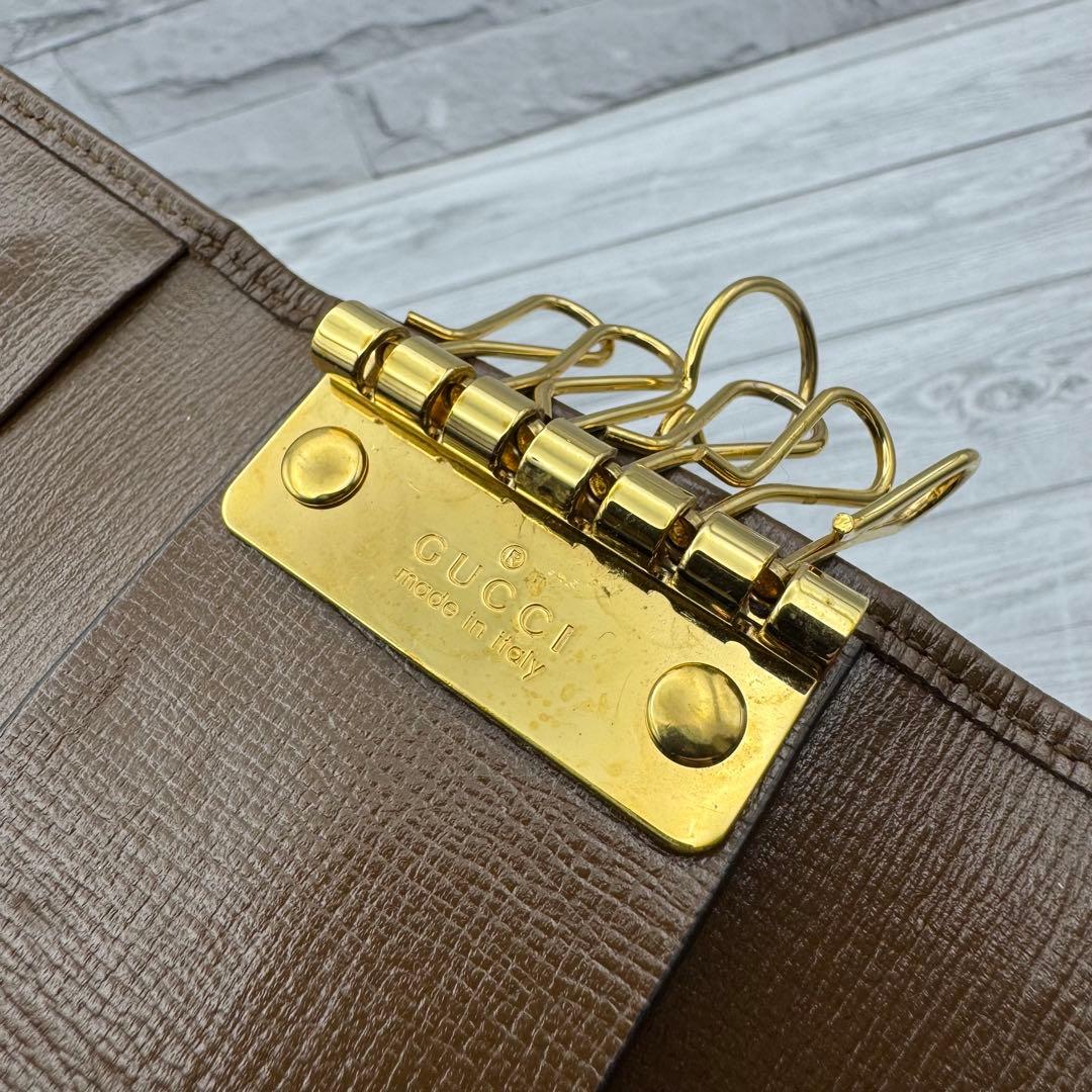 【美品】GUCCI　ホースビット　GG柄　スプリーム　キーケース　6連　ブラウン