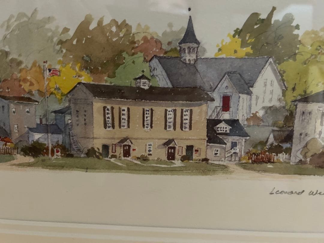 最終値下です、風景画リトグラフ 68/400 木製フレーム付レオナルド