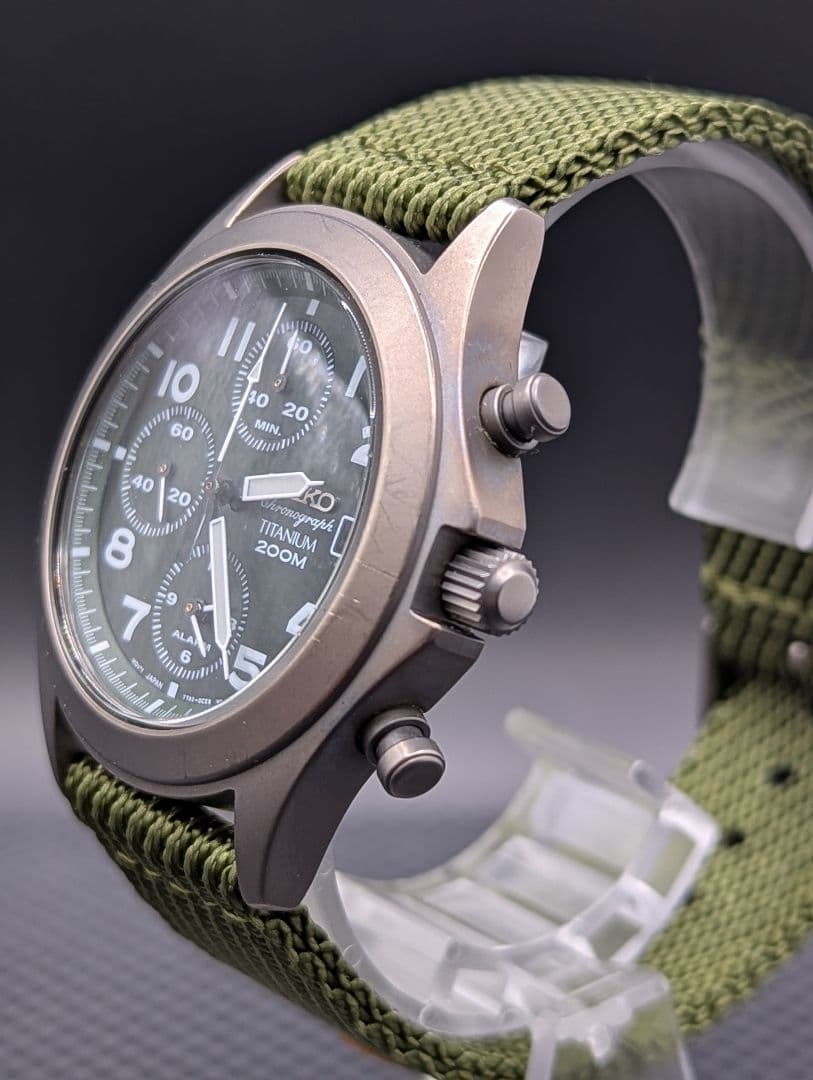 SEIKO セイコー クロノグラフ チタン 7T62-0BZ0 ミリタリー