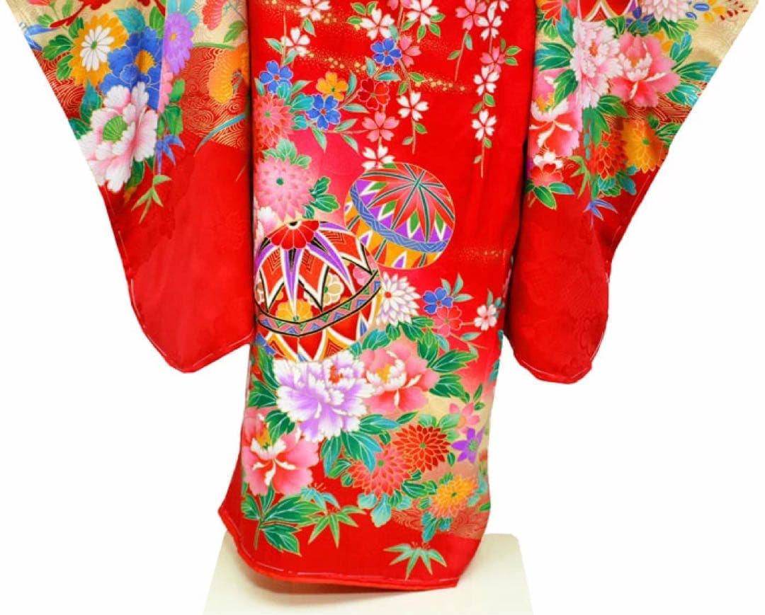 1点限り　在庫処分特価　七五三 着物 7歳 女の子 正絹着物フルセット 赤