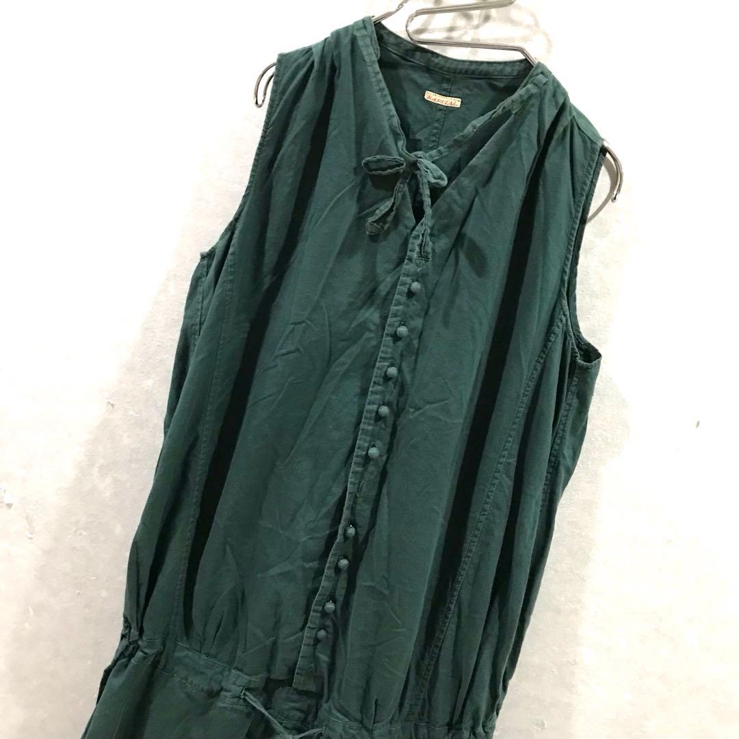 KAPITAL キャピタル ノースリーブ オールインワン ワイド 緑 XS