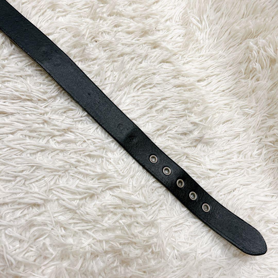 666 レザー　ベルト　金具　スタッズ　ブラック　サイズM